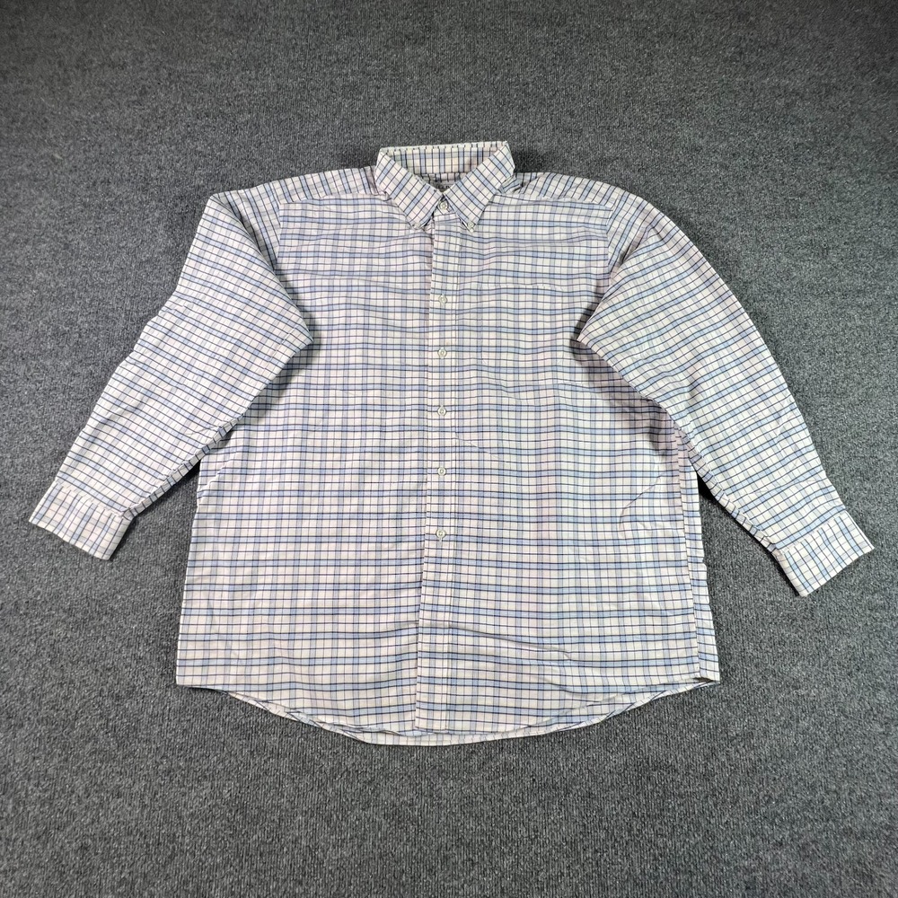L.L. Bean Shirt Mens 17.5-35 Multi Plaid Button Front Traditional Fit Workwear